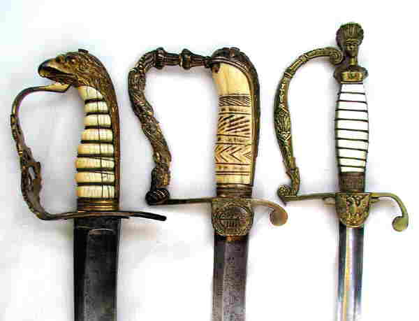 3 DIFFERENT AMERICAN MILITARY OFFICER'S SWORDS Obverse View