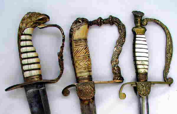 3 DIFFERENT AMERICAN MILITARY OFFICER'S SWORDS Reverse View