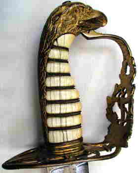 Naval Officer's Eagle Head Sword Reverse View of Hilt