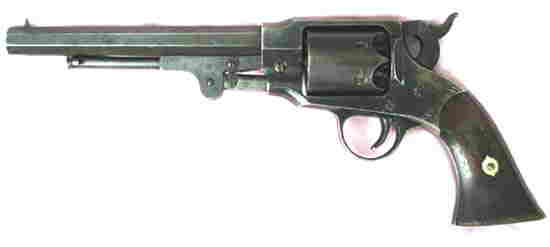 LEFT  SIDE VIEW OF THE ROGERS AND SPENCER .44 CALIBER SINGLE ACTION PERCUSSION ARMY REVOLVER