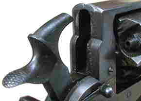 OBLIQUE VIEW OF HAMMER AND REAR SIGHT