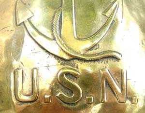 Stimpson United States Navy Fouled Anchor Flask Close-up of U.S.N. Stamping