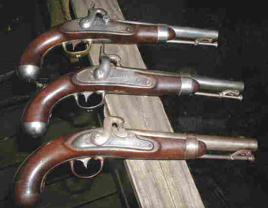 ONE A. WATERS & TWO A.H. WATERS PERCUSSION SINGLE SHOT PISTOLS